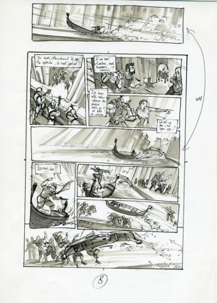 La licorne, Tome 3, story-board, page 8