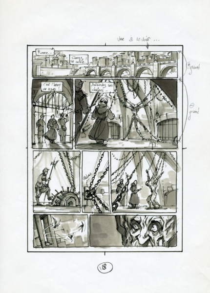 La licorne, Tome 3, story-board, page 18
