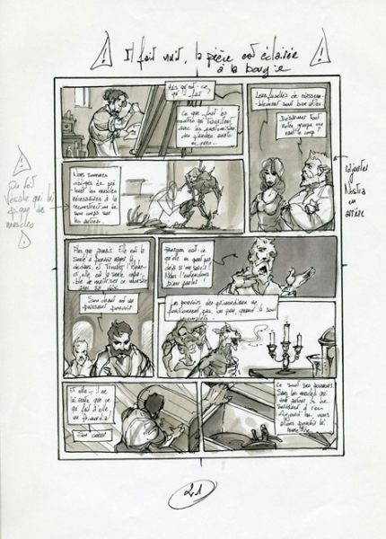 La licorne, Tome 3, story-board, page 21
