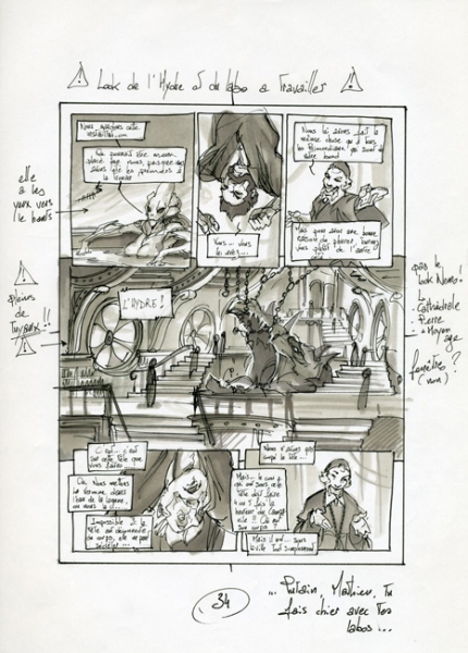 La licorne, Tome 3, story-board, page 34