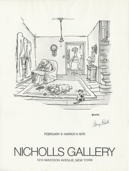 TIRAGE George BOOTH, poster annon&ccedil;ant les shows de la Nicholls Gallery dans les ann&eacute;es 1970