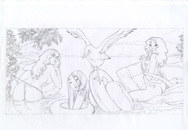 Hot Charlotte, Charlotte et ses copines, Illustration pour Exlibris, Crayonn&eacute;