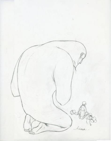 Y&eacute;ti, H&eacute;roine et Y&eacute;ti (sommet), 2015, Recherche crayonn&eacute;e