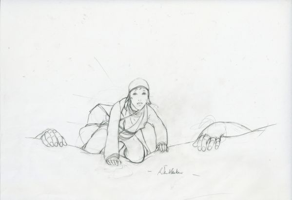 Y&eacute;ti, H&eacute;roine et Y&eacute;ti (arriv&eacute;e au sommet), 2015, Recherche crayonn&eacute;e