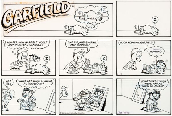 Garfield, Sunday strip du 23 f&eacute;vrier 1986