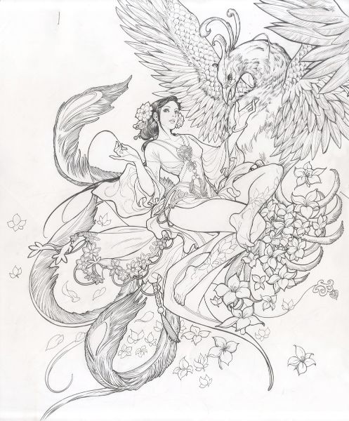 Illustration N&deg;9, Femme et Ph&eacute;nix , 2012