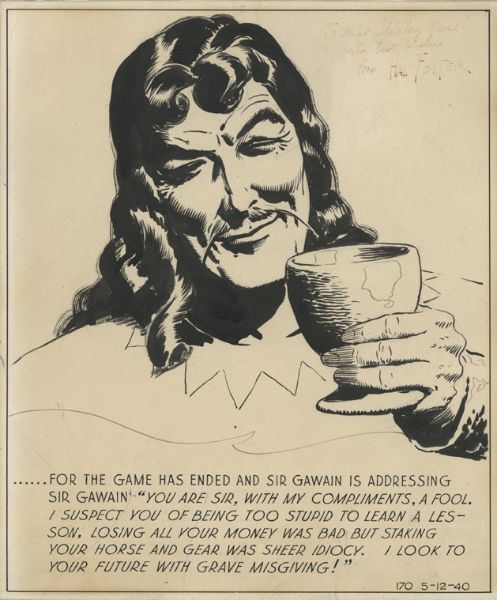 Illustration dédicacée, 05-12-1940, case du topper du sunday