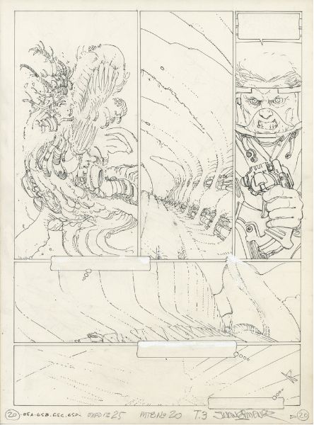 La caste des M&eacute;ta-Barons, Tome 3 "Aghnar le bisa&iuml;eul", encrage de la planche 20