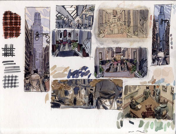 Blacksad, Tome 1, Quelque part entre les ombres, Recherches de cases, planches 37,43 et 44