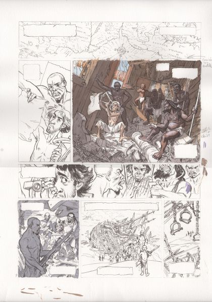 Les Indes Fourbes, recherche tonale pour la planche 9