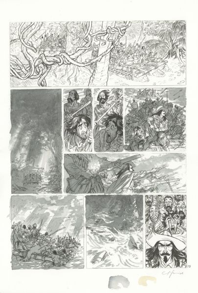 Les Indes Fourbes, recherche tonale pour la planche 058