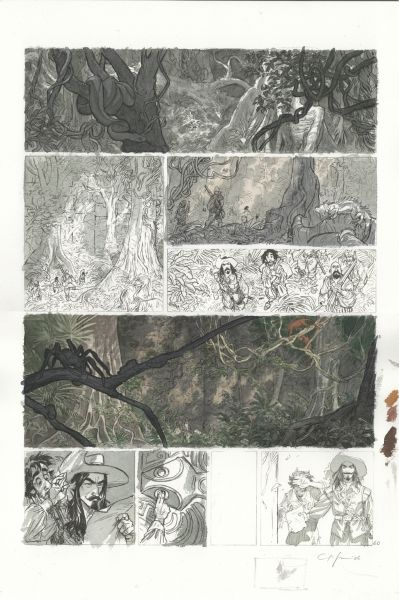 Les Indes Fourbes, recherche tonale et couleur pour la planche 60