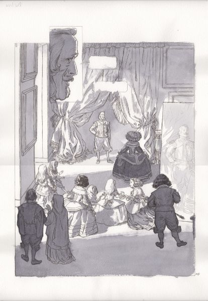 Les Indes Fourbes, recherche tonale pour la planche 145