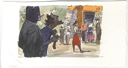 Illustration, Blacksad Tome 5, Amarillo, Etude de case (case N°3, planche 31)