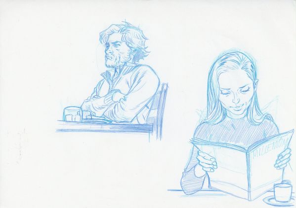 Millenium, Illustration N&deg;45, Recherche de personnages crayonn&eacute;e