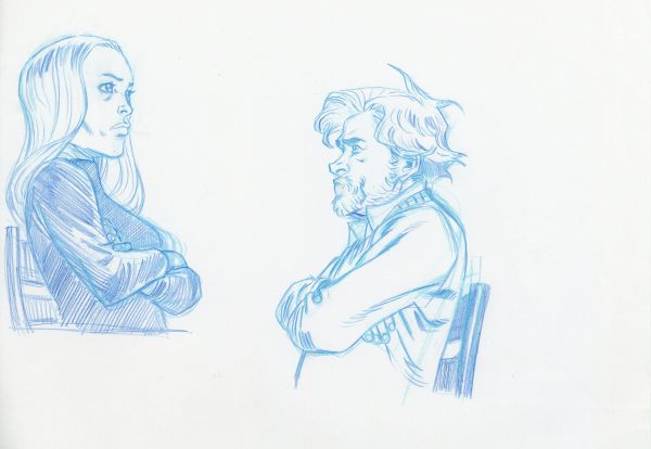 Millenium, Illustration N&deg;46, Recherche de personnages crayonn&eacute;e