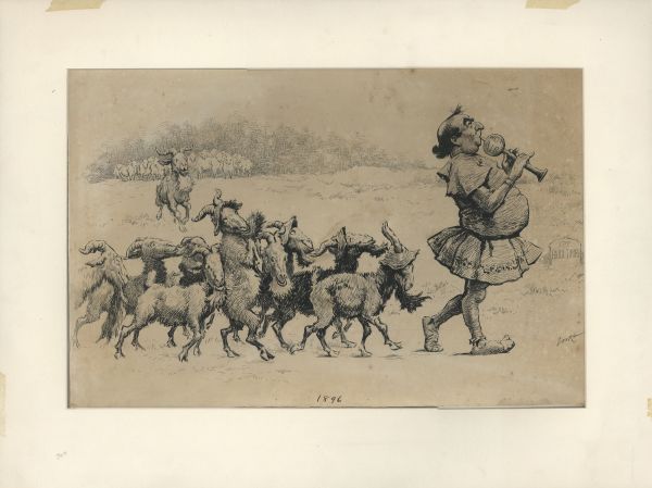 Illustration "Bryan leading the goats", apparue dans Life Magazine, 1896
