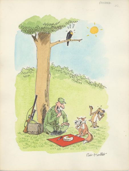 Le corbeau, le renard et le chasseur