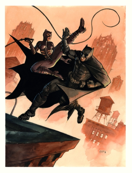 Batman : The Dark Prince Charming, Batman et Catwoman se battant sur un toit