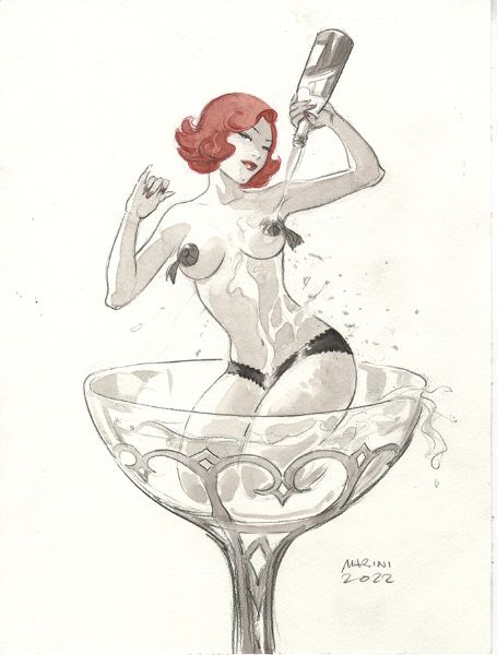 Noir burlesque tome 2, illustration, Caprice douche champagne