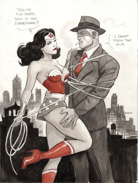 Noir burlesque tome 2, illustration, Slick et Wonder Woman