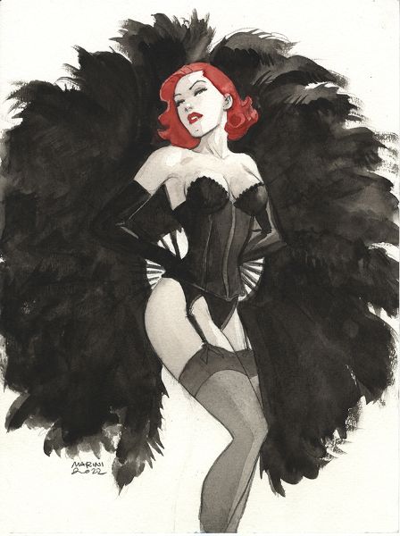 Noir burlesque tome 2, illustration, Caprice plumes noires