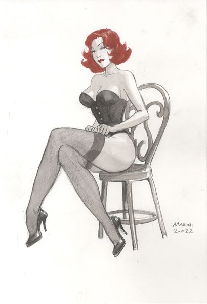 Noir burlesque tome 2, illustration, Caprice bas sur chaise