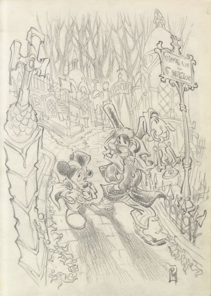 Frayeur au P&egrave;re Lachaise, crayonn&eacute;