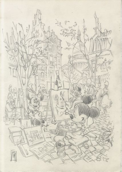 Les peintres de Montmartre, crayonn&eacute;