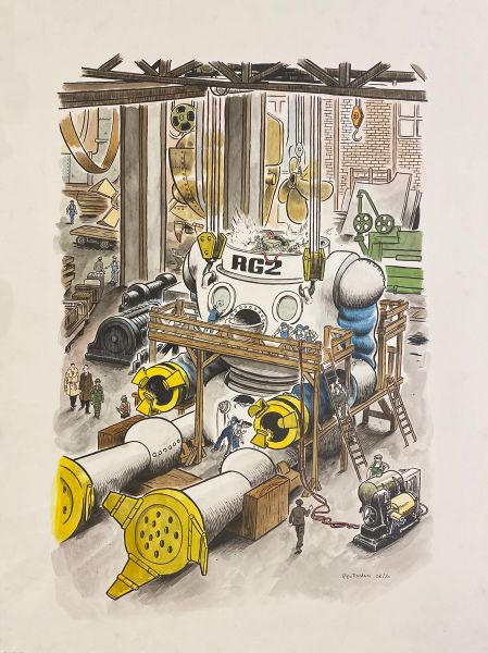 Illustration à l'aquarelle, New Cherbourg Stories, Tome 2 : Le Silence des grondins