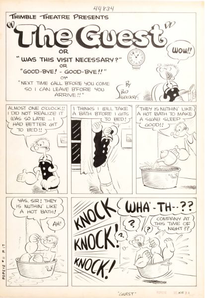 Popeye, issue 11, "The Guest" page 1, 1950