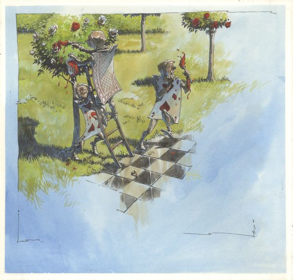 Alice au pays des Merveilles, Illustration N&deg;17, Sept, Cinq et deux peignent les roses, 2014