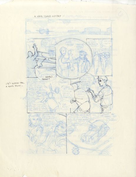 The Rocketeer, Volume 2, Chap.1, Cliff's New York Adventure, Crayonn&eacute; de planche 06,1988