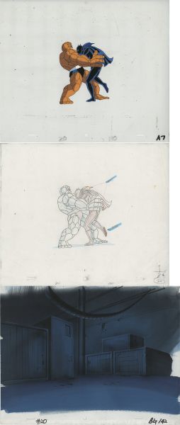 Calque d'animation Marvel, Black Panther et La Chose, 1994