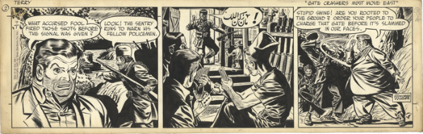 Terry & the Pirates, strip du 1 juillet 1947, Gate crashers must move east